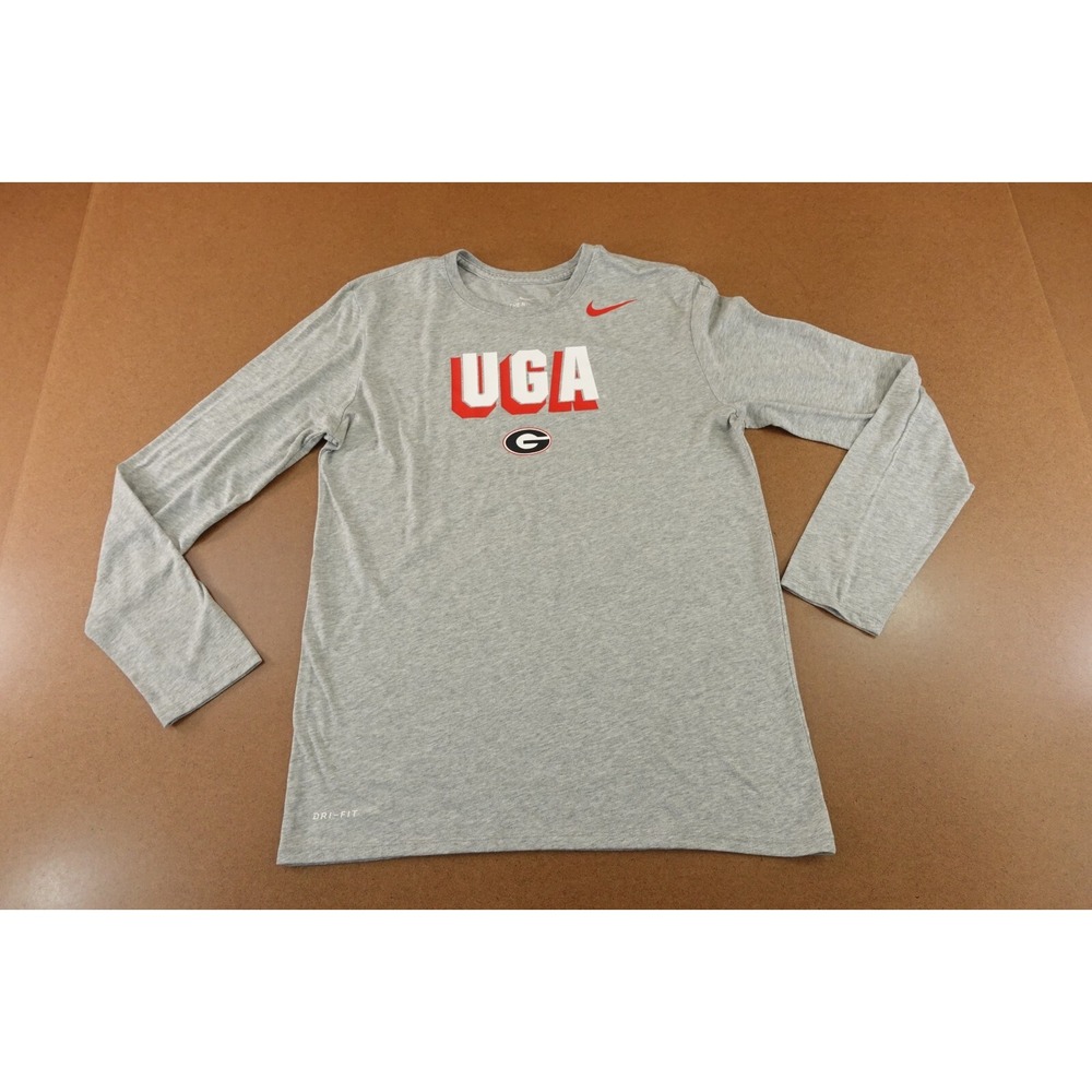 Georgia Bulldogs Nike Dri Fit Mens Size Medium Athletic Cut Gray Long Sleeve Tee